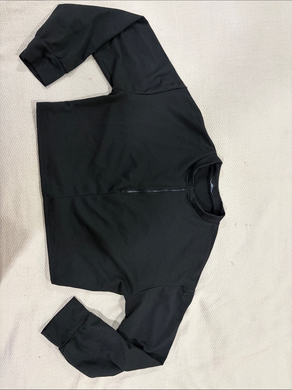 Fashion Nova Black Cropped Zip-Front Sweatshirt